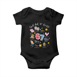 Funny 67 Christian Baby Onesie God Did It First Six Seven Meme Bible Verses TS11 Black Print Your Wear