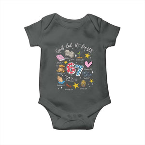 Funny 67 Christian Baby Onesie God Did It First Six Seven Meme Bible Verses TS11 Dark Heather Print Your Wear