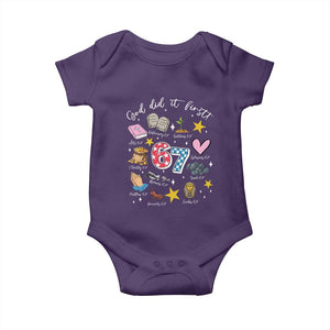 Funny 67 Christian Baby Onesie God Did It First Six Seven Meme Bible Verses TS11 Purple Print Your Wear