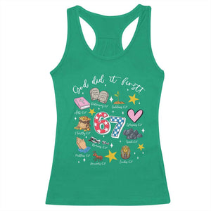 Funny 67 Christian Racerback Tank Top God Did It First Six Seven Meme Bible Verses TS11 Irish Green Print Your Wear