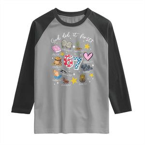 Funny 67 Christian Raglan Shirt God Did It First Six Seven Meme Bible Verses TS11 Sport Gray Black Print Your Wear