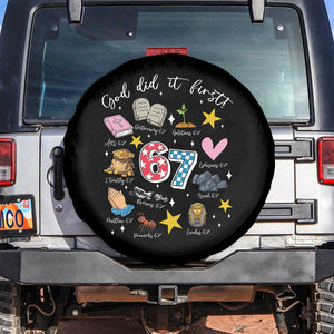 Funny 67 Christian Spare Tire Cover God Did It First Six Seven Meme Bible Verses TS11 No hole Black Print Your Wear