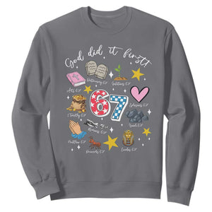 Funny 67 Christian Sweatshirt God Did It First Six Seven Meme Bible Verses TS11 Charcoal Print Your Wear
