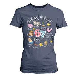 Funny 67 Christian T Shirt For Women God Did It First Six Seven Meme Bible Verses TS11 Navy Print Your Wear
