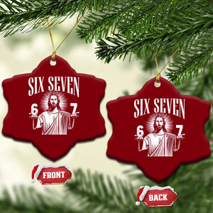 Funny Jesus 67 Ceramic Ornament God Six Seven Meme Religious Christian - Print Your Wear