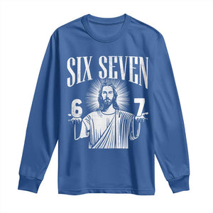 Funny Jesus 67 Long Sleeve Shirt God Six Seven Meme Religious Christian TS11 Royal Blue Print Your Wear