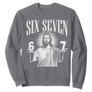 Funny Jesus 67 Sweatshirt God Six Seven Meme Religious Christian TS11 Charcoal Print Your Wear