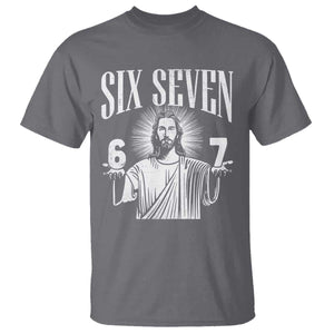 Funny Jesus 67 T Shirt - God Six Seven Meme Religious Christian Humor Tee TS11 Charcoal Print Your Wear