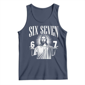 Funny Jesus 67 Tank Top God Six Seven Meme Religious Christian TS11 Navy Print Your Wear