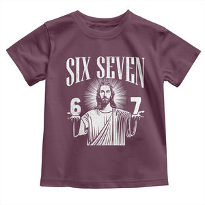Funny Jesus 67 Toddler T Shirt God Six Seven Meme Religious Christian TS11 Maroon Print Your Wear