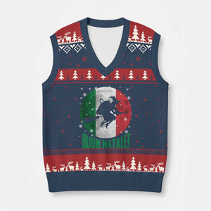 Buon Natale Italian Xmas V-Neck Knit Sweater Vest La Befana Italian Folklore Witch TS11 Navy Red Print Your Wear