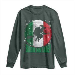Buon Natale Italian Christmas Long Sleeve Shirt La Befana Italian Folklore Witch TS11 Dark Forest Green Print Your Wear