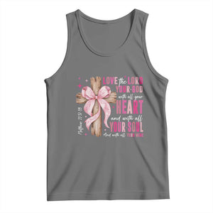 Christian Religious God Tank Top Love The Lord Your God With All Your Heart Bible Valentine's Day TS11 Black Heather Print Your Wear