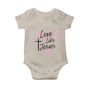 Love Like Jesus Baby Onesie Christian Religious God Valentine's Day Pink Heart TS11 Sand Print Your Wear