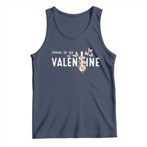 Christian Religious God Valentine's Day Tank Top Jesus Is My Valentine Rose Flowers TS11 Navy Print Your Wear