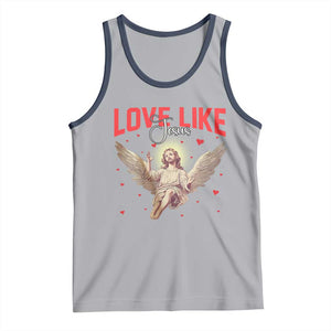 Funny Love Like Jesus Valentine's Day Tank Top Christian Religious Cupid God Bible Verses TS11 Athletic Heather Navy Print Your Wear