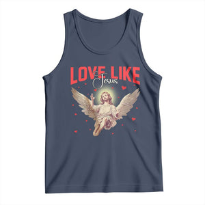 Funny Love Like Jesus Valentine's Day Tank Top Christian Religious Cupid God Bible Verses TS11 Navy Print Your Wear
