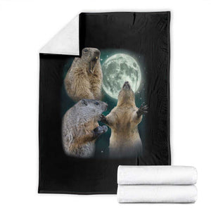 Funny Three Groundhog Moon Groundhog Day Meme Throw Blanket TS11 Black Print Your Wear