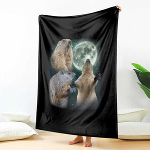 Funny Three Groundhog Moon Groundhog Day Meme Throw Blanket TS11 Print Your Wear