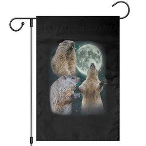 Funny Three Groundhog Moon Groundhog Day Meme Garden Flag TS11 Black Print Your Wear
