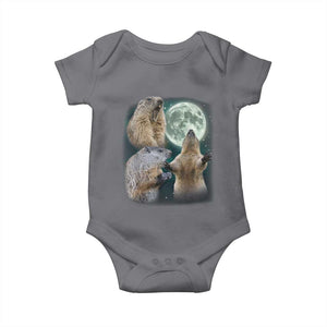 Funny Three Groundhog Moon Groundhog Day Meme Baby Onesie TS11 Charcoal Print Your Wear