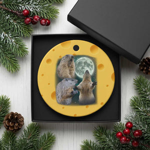 Funny Three Groundhog Moon Groundhog Day Meme Ceramic Ornament TS11 1pc Yellow Cheese Print Your Wear