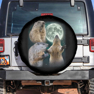 Funny Three Groundhog Moon Groundhog Day Meme Spare Tire Cover TS11 No hole Black Print Your Wear