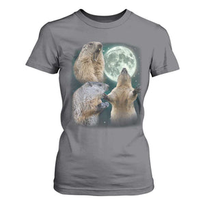 Funny Three Groundhog Moon Groundhog Day Meme T Shirt For Women TS11 Charcoal Print Your Wear