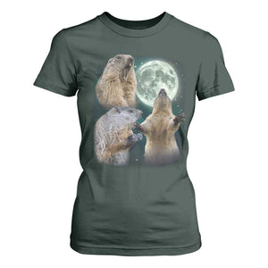 Funny Three Groundhog Moon Groundhog Day Meme T Shirt For Women TS11 Dark Forest Green Print Your Wear