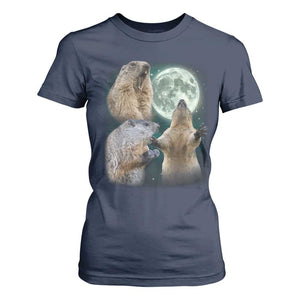 Funny Three Groundhog Moon Groundhog Day Meme T Shirt For Women TS11 Navy Print Your Wear