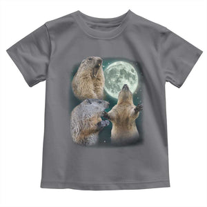 Funny Three Groundhog Moon Toddler T Shirt - Groundhog Day Meme Kids Tee TS11 Charcoal Print Your Wear