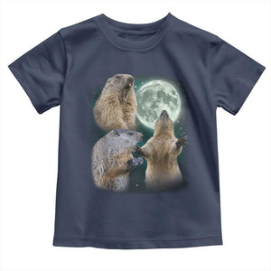 Funny Three Groundhog Moon Toddler T Shirt - Groundhog Day Meme Kids Tee TS11 Navy Print Your Wear