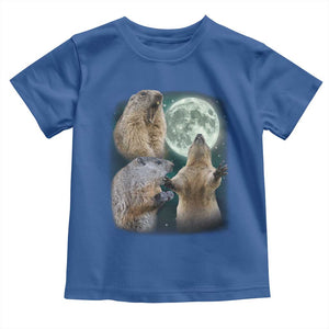 Funny Three Groundhog Moon Toddler T Shirt - Groundhog Day Meme Kids Tee TS11 Royal Blue Print Your Wear