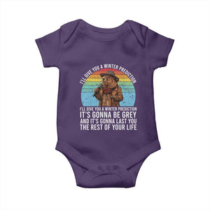 Funny Groundhog Day Baby Onesie I Will Give You A Winter Prediction Woodchuck Movie TS11 Purple Print Your Wear