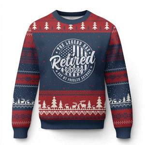 Funny Retirement 2026 Ugly Christmas Sweater The Legend Has Retired Not My Problem Anymore American Flag TS11 Navy Red Print Your Wear