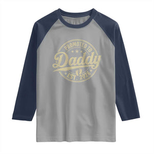 Funny New Dad 2026 Raglan Shirt Promoted To Daddy Est 2026 TS11 Sport Gray Navy Print Your Wear