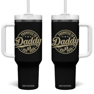Funny New Dad 2026 Tumbler With Handle Promoted To Daddy Est 2026 TS11 One Size: 40 oz Black Print Your Wear