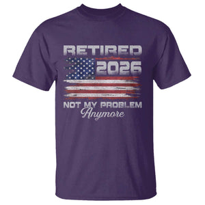 Retired 2026 Not My Problem Anymore T Shirt - Funny Retirement Vintage American Flag Humor Tee TS11 Purple Print Your Wear