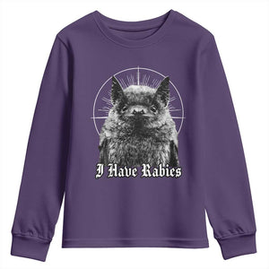 I Have Rabies Bat Youth Sweatshirt Funny Meme Quotes Gothic TS11 Purple Print Your Wear