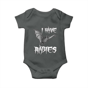 I Have Rabies Bat Baby Onesie Funny Meme Quotes TS11 Dark Heather Print Your Wear