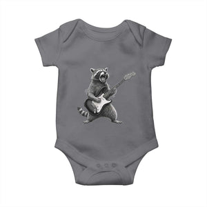 Funny Raccoon Playing Guitar Rock and Roll Baby Onesie TS11 Charcoal Print Your Wear