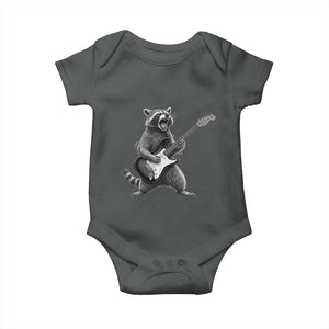 Funny Raccoon Playing Guitar Rock and Roll Baby Onesie TS11 Dark Heather Print Your Wear