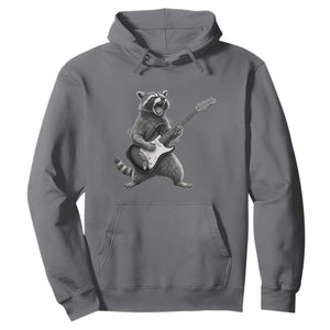 Funny Raccoon Playing Guitar Rock and Roll Hoodie TS11 Charcoal Print Your Wear