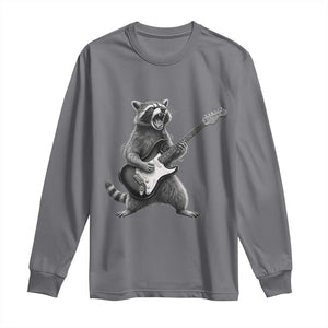 Funny Raccoon Playing Guitar Rock and Roll Long Sleeve Shirt TS11 Charcoal Print Your Wear