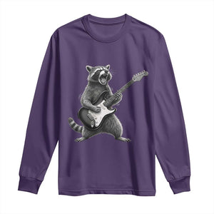 Funny Raccoon Playing Guitar Rock and Roll Long Sleeve Shirt TS11 Purple Print Your Wear