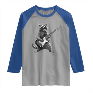 Funny Raccoon Playing Guitar Rock and Roll Raglan Shirt TS11 Sport Gray Royal Print Your Wear