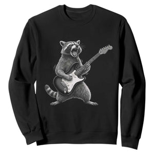 Funny Raccoon Playing Guitar Rock and Roll Sweatshirt TS11 Black Print Your Wear