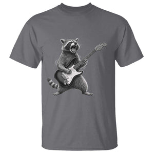 Funny Raccoon Playing Guitar Rock and Roll T Shirt TS11 Charcoal Print Your Wear