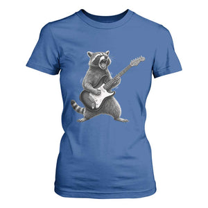 Funny Raccoon Playing Guitar Rock and Roll T Shirt For Women TS11 Royal Blue Print Your Wear