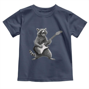 Funny Raccoon Playing Guitar Rock and Roll Toddler T Shirt TS11 Navy Print Your Wear